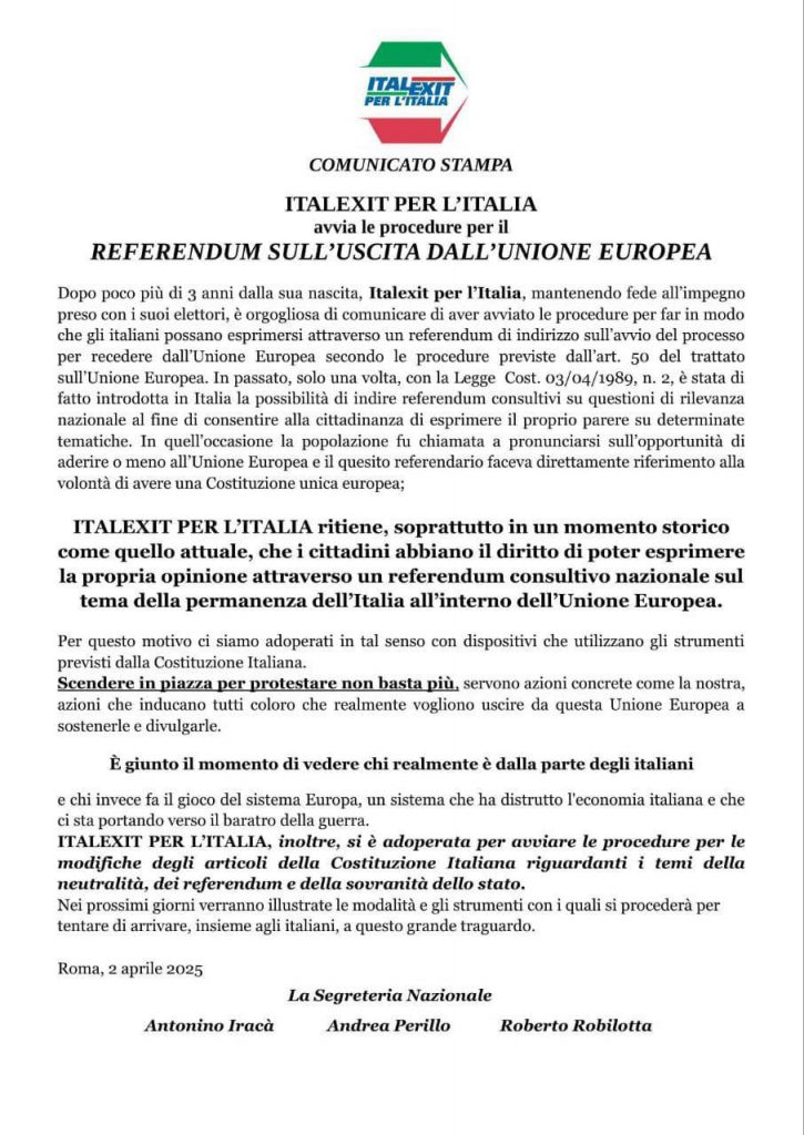 fac simile del comunicato stampa